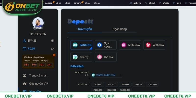 Các cách thực hiện giao dịch nạp tiền Onebet đơn giản nhất